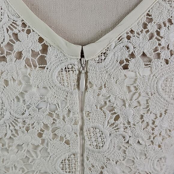 Nanette Lepore Crocheted Lace Sheath Midi Dress in Ivory Cream Size 0 - Picture 8 of 16